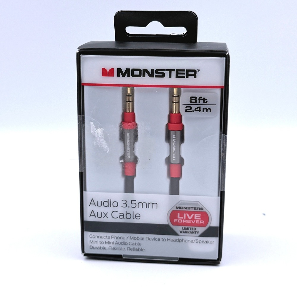 Monster Audio 3.5mm Aux Cable 8ft Gold Plated Mini to Mini  WM MINI-8 BK
